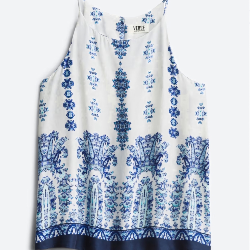 Verse Women's Blue and White Tank Top